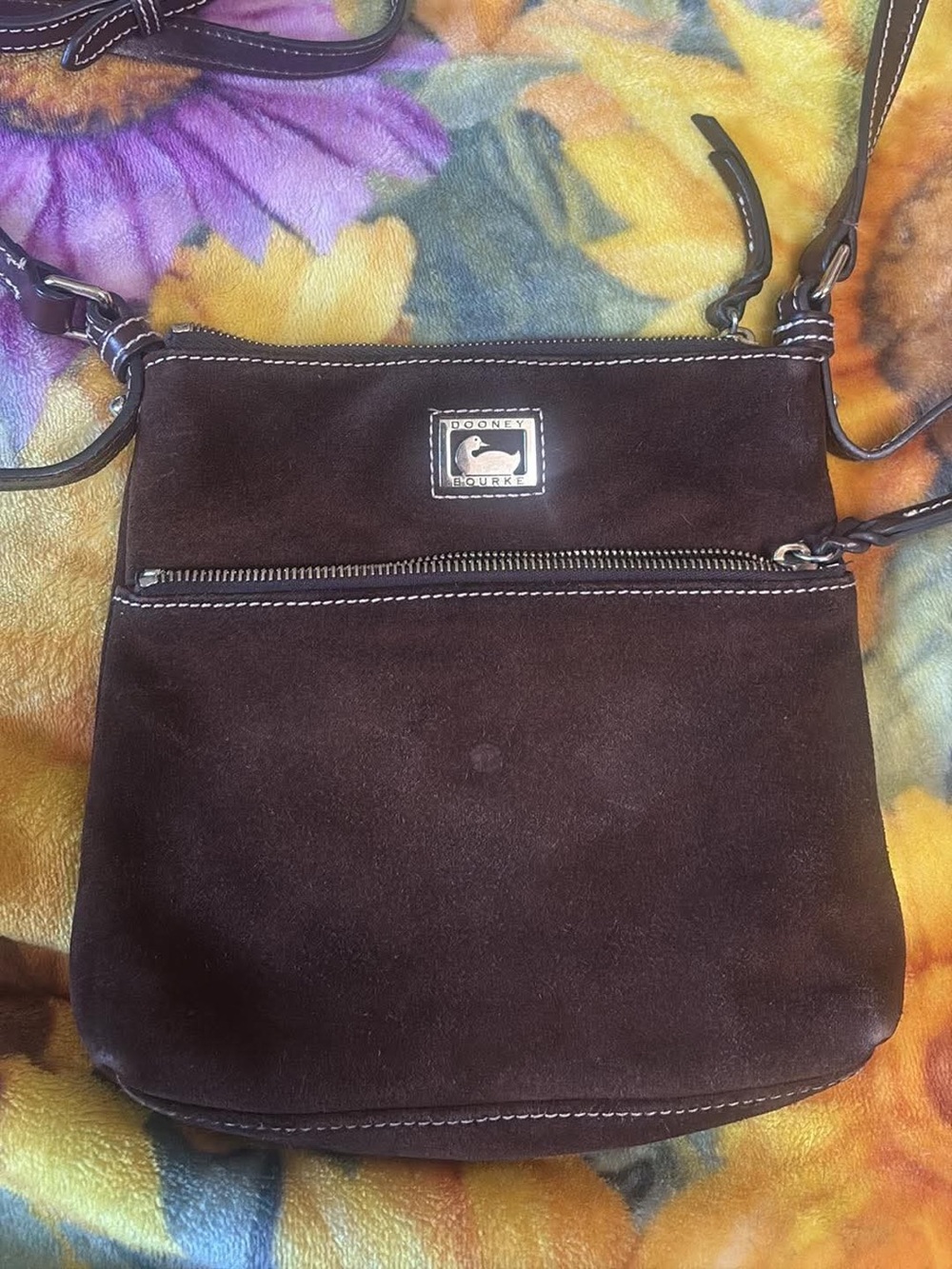 Dooney & Bourke Dark Brown Suede Crossbody Bag